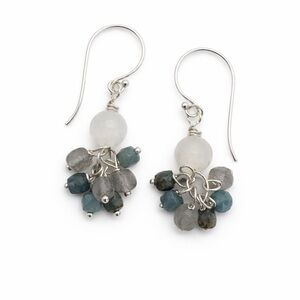 HK311 Moonstone & Blue Tourmaline Hook Earrings